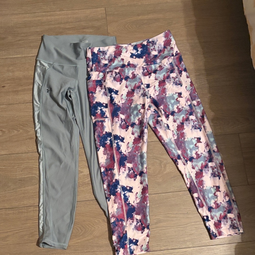 Under Armour Pink Multi Floral & Gray Girls Legging Set